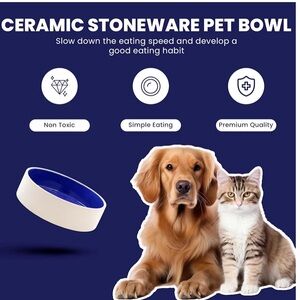 Classic Heavy-Duty Ceramic Stoneware Bowl for Dogs & Cats